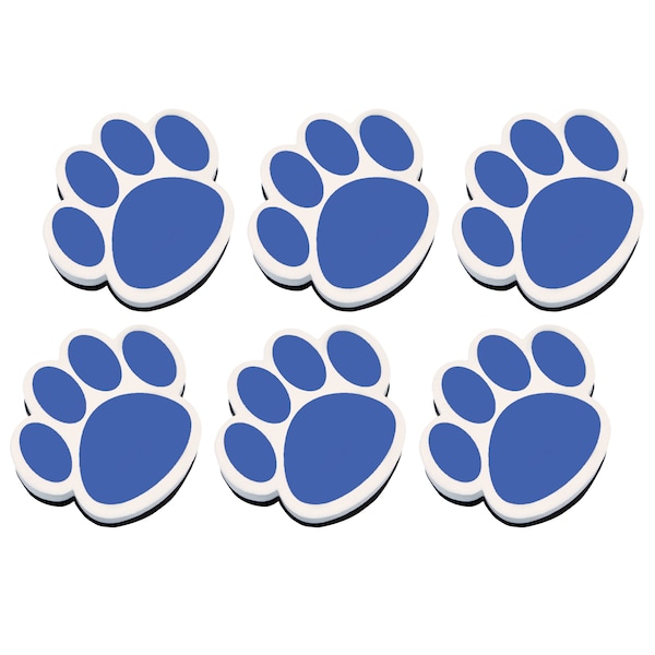 Ashley Productions Magnetic Whiteboard Eraser, Blue Paw, PK6 10002 - main